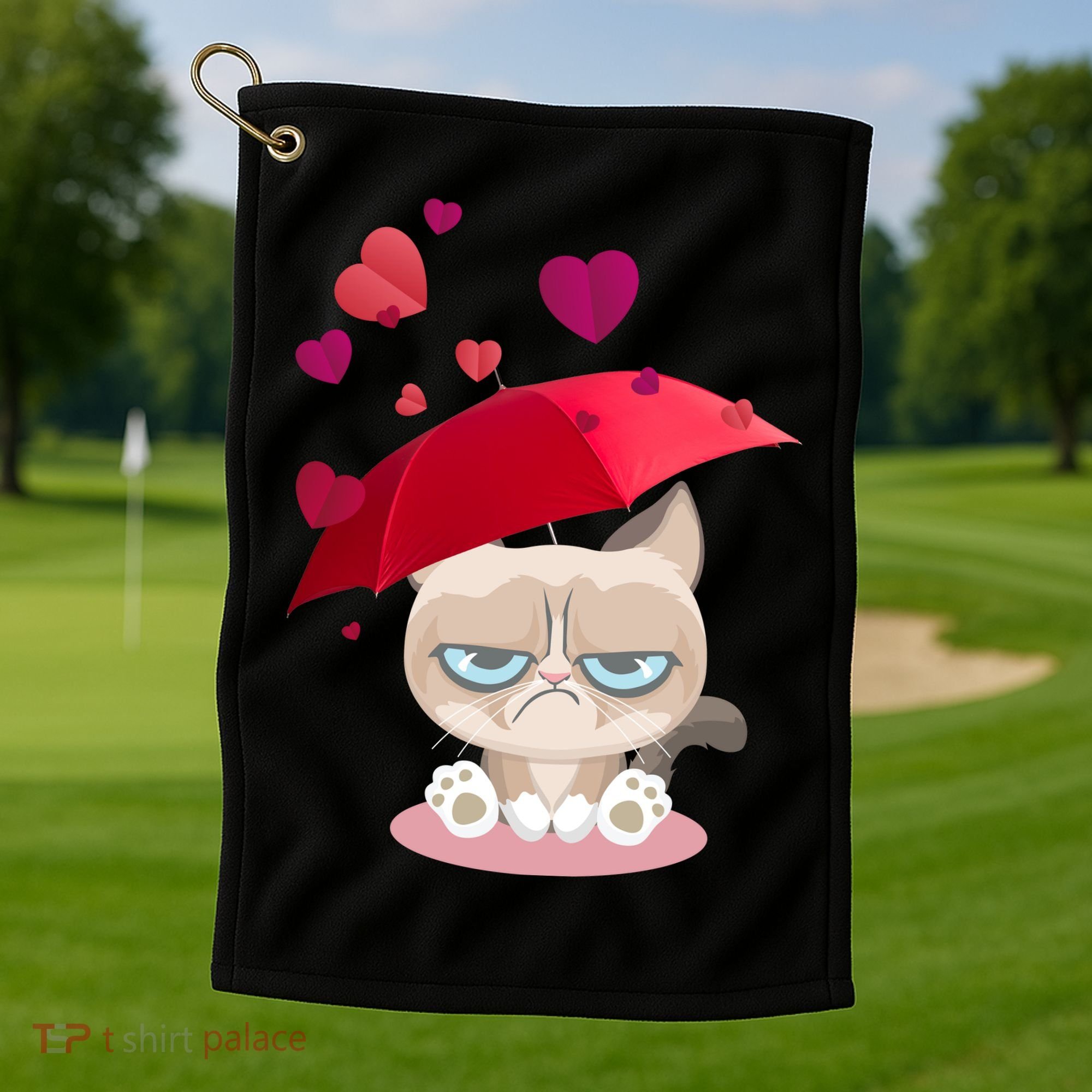 Grump Cat Valentines Day Golf Towel