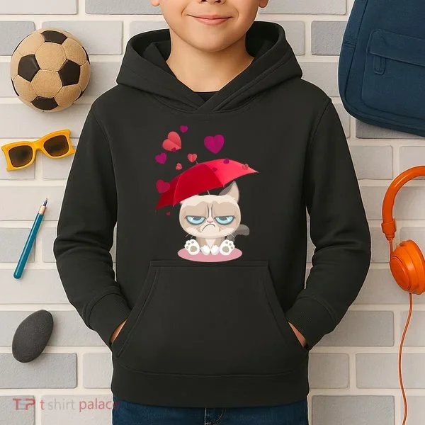 Grump Cat Valentines Day Kids Hoodie