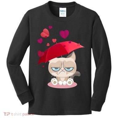 Grump Cat Valentines Day Kids Long Sleeve Shirt