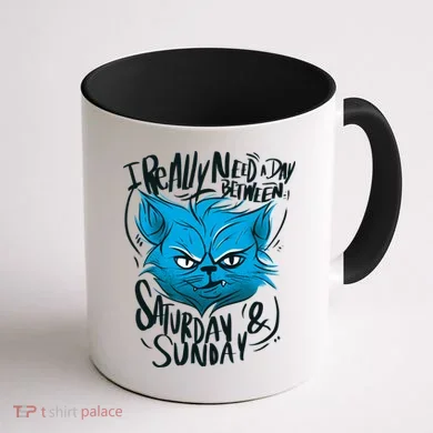Grumpy Cat Weekend Funny Coffee Mug back