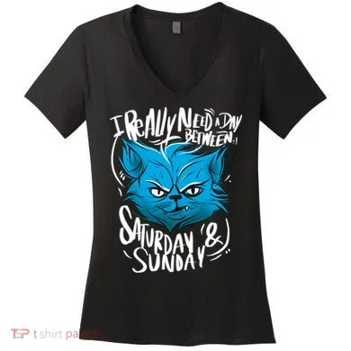 Grumpy Cat Weekend Funny Women's V-Neck T-Shirt