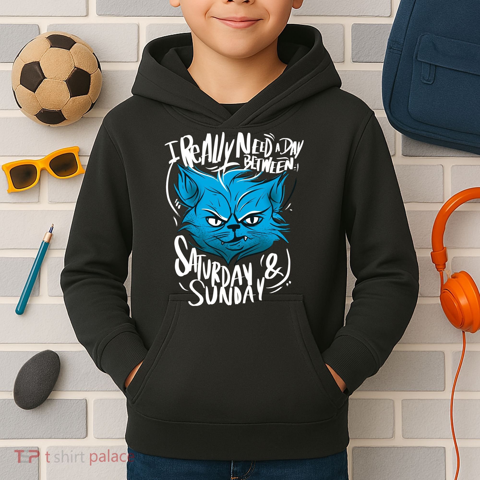Grumpy Cat Weekend Funny Kids Hoodie