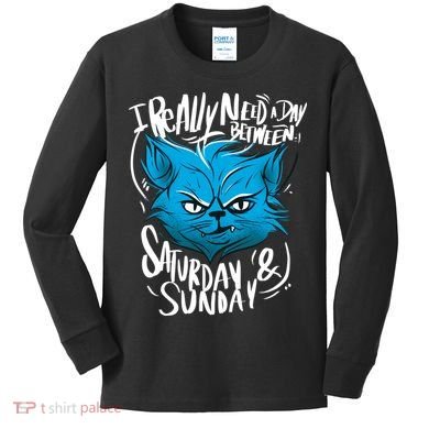 Grumpy Cat Weekend Funny Kids Long Sleeve Shirt