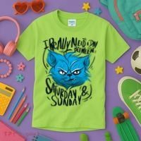 Grumpy Cat Weekend Funny Kids T-Shirt thumb 3