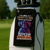 Grumpy Old Man Too Old To Fight Run I'll Just Shoot You Golf Towel thumb 2