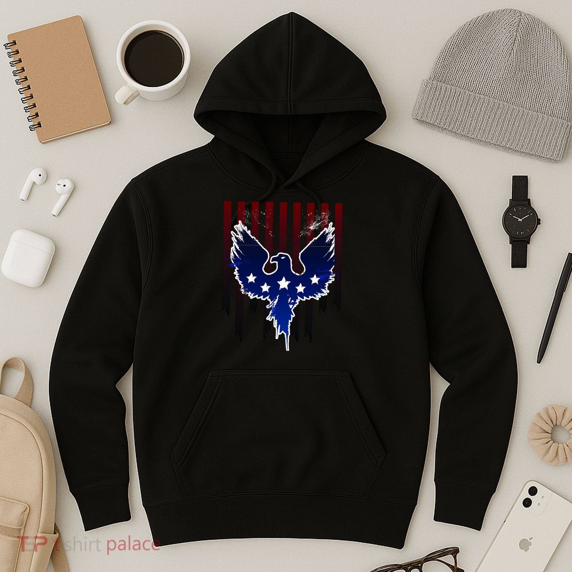 Grunge American Eagle USA Flag Hoodie
