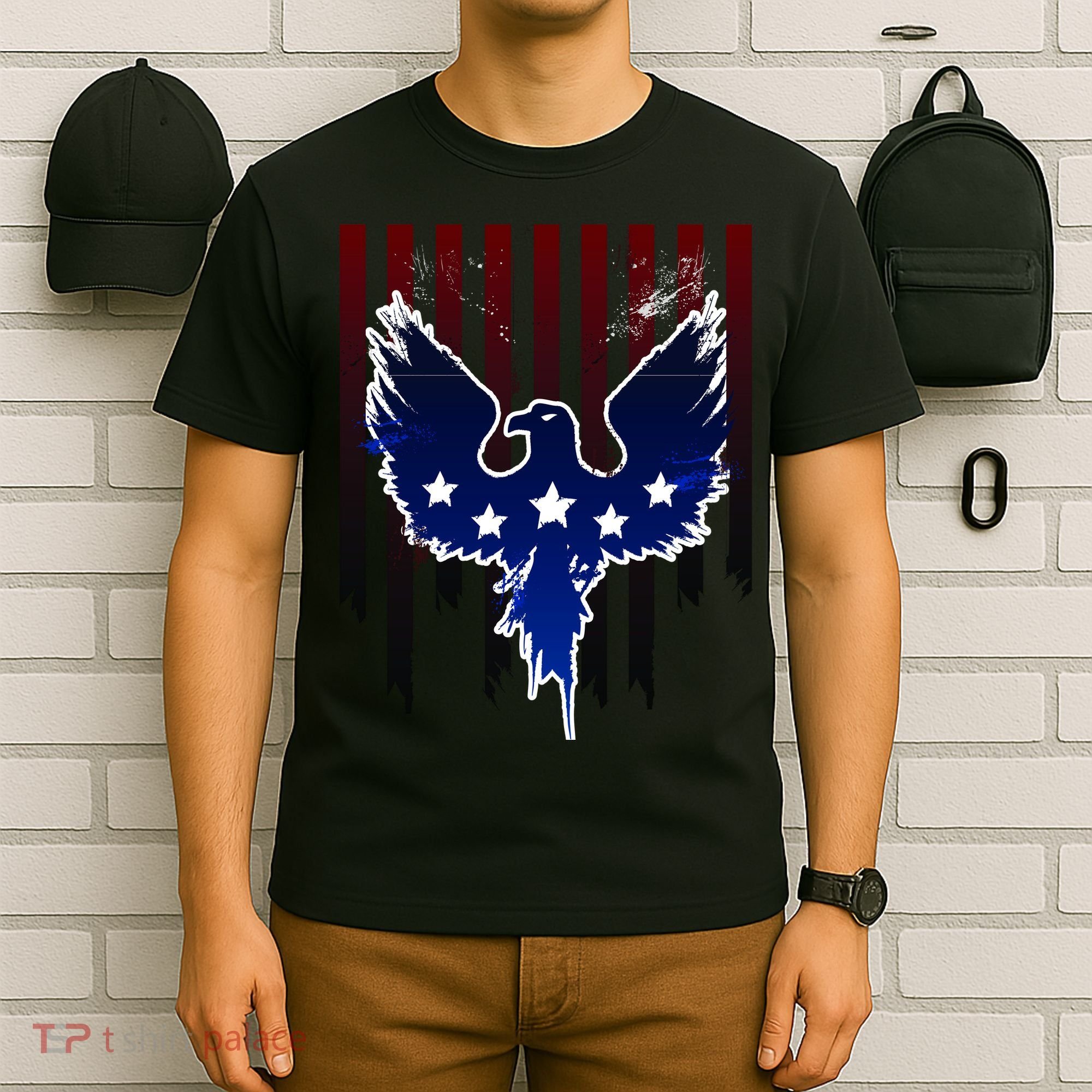 Grunge American Eagle USA Flag T-Shirt