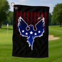 Grunge American Eagle USA Flag Golf Towel thumb 1