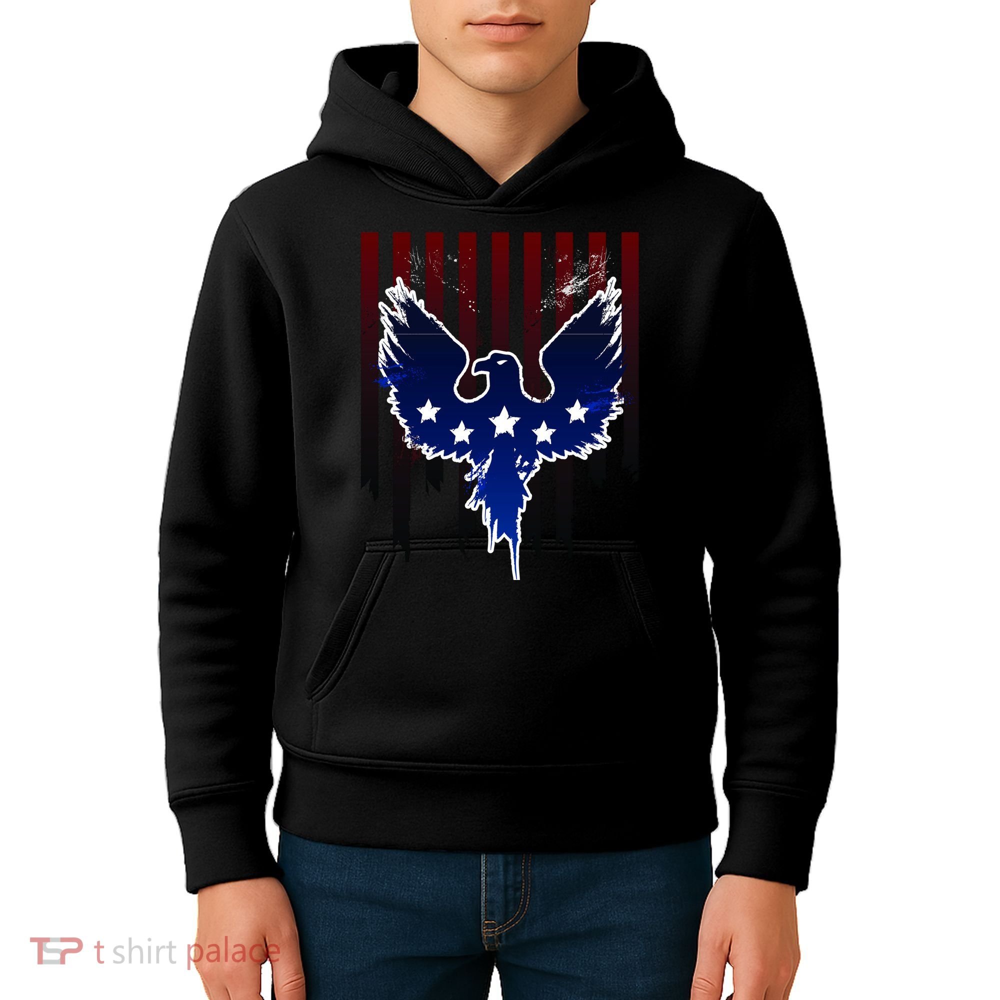 Grunge American Eagle USA Flag Kids Hoodie