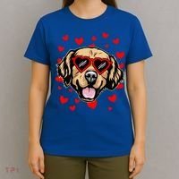 Golden Retriever Valentines Day Dog Love Heart Glasses Cool Gift T-Shirt thumb 4