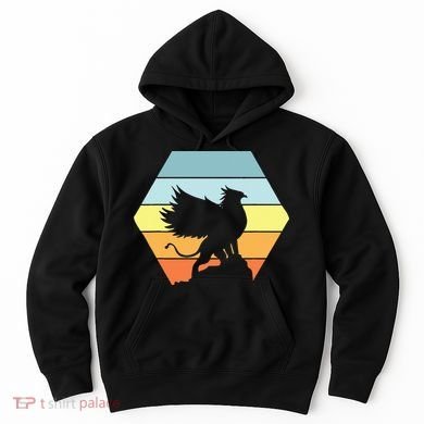Griffin Retro Vintage Sunset Lion Eagle Mythical Creature Hoodie