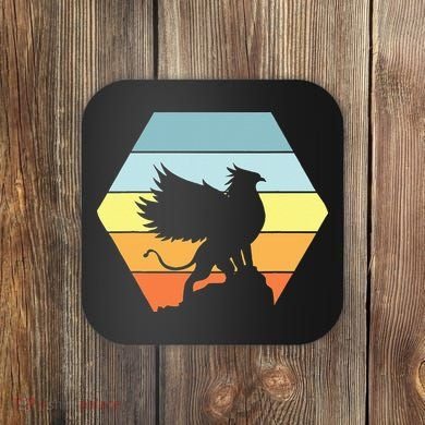 Griffin Retro Vintage Sunset Lion Eagle Mythical Creature Coaster