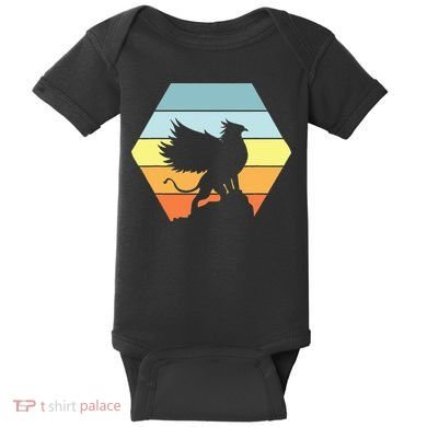 Griffin Retro Vintage Sunset Lion Eagle Mythical Creature Baby Bodysuit