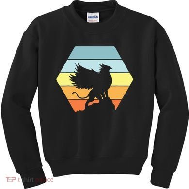 Griffin Retro Vintage Sunset Lion Eagle Mythical Creature Kids Sweatshirt