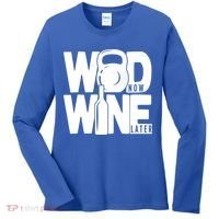 Gym Rats Wod Now Wine Later Gift Women's Long Sleeve Shirt thumb 0