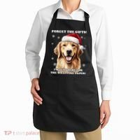 Golden Retriever With Christmas Hat For Funny Dog Christmas Apron thumb 2