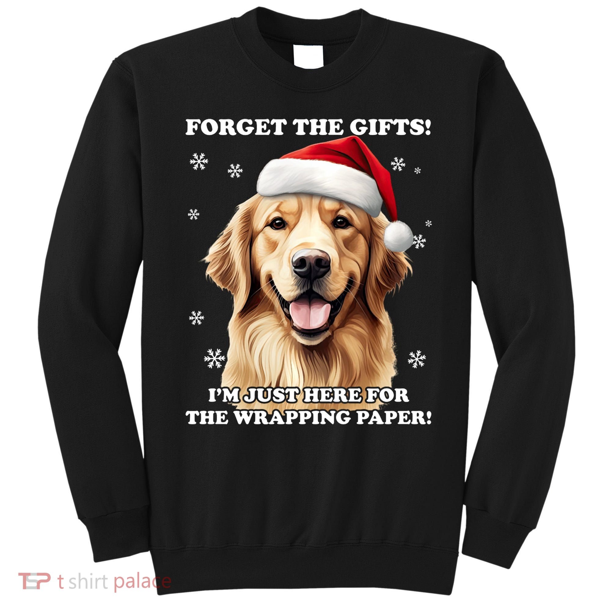 Golden Retriever With Christmas Hat For Funny Dog Christmas Sweatshirt