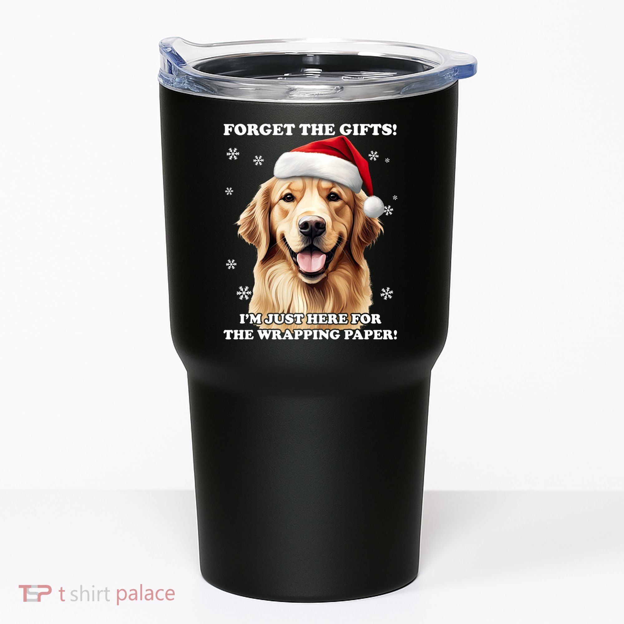 Golden Retriever With Christmas Hat For Funny Dog Christmas Tumbler