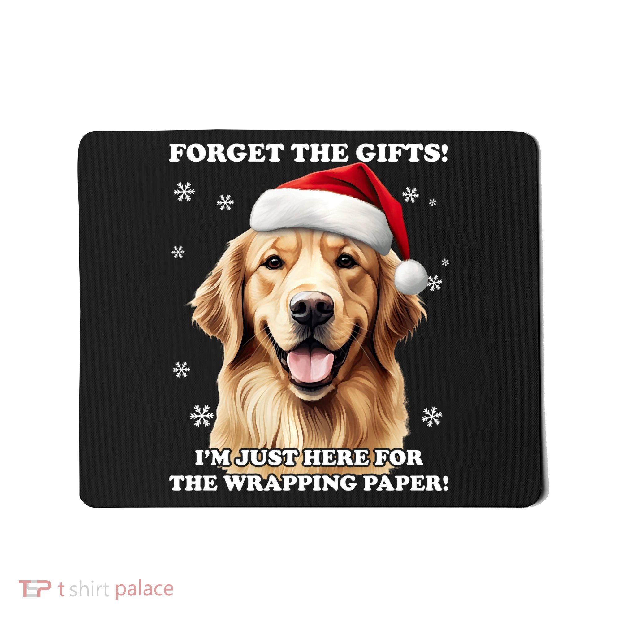 Golden Retriever With Christmas Hat For Funny Dog Christmas Mousepad