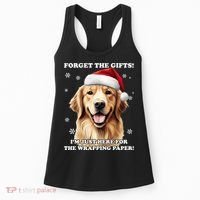Golden Retriever With Christmas Hat For Funny Dog Christmas Women's Tank Top thumb 0