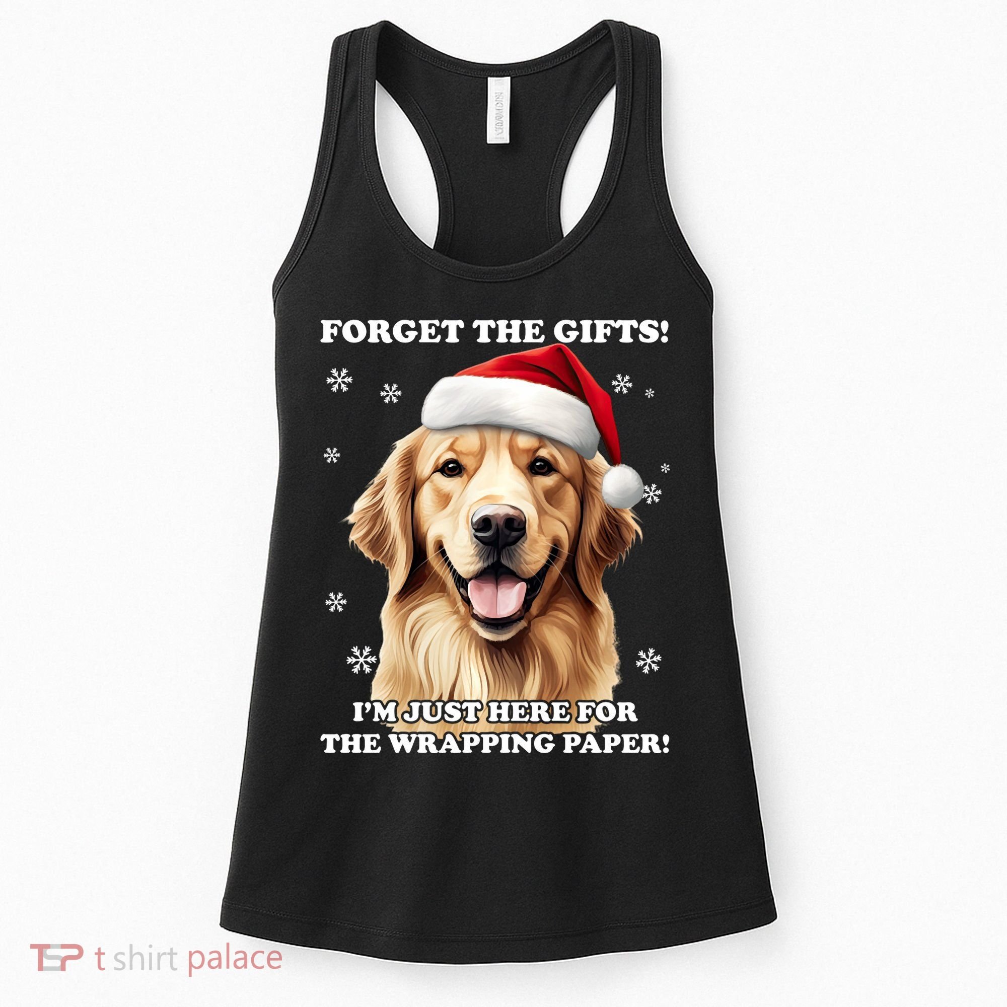 Golden Retriever With Christmas Hat For Funny Dog Christmas Women's Tank Top