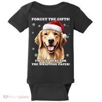 Golden Retriever With Christmas Hat For Funny Dog Christmas Baby Bodysuit thumb 0