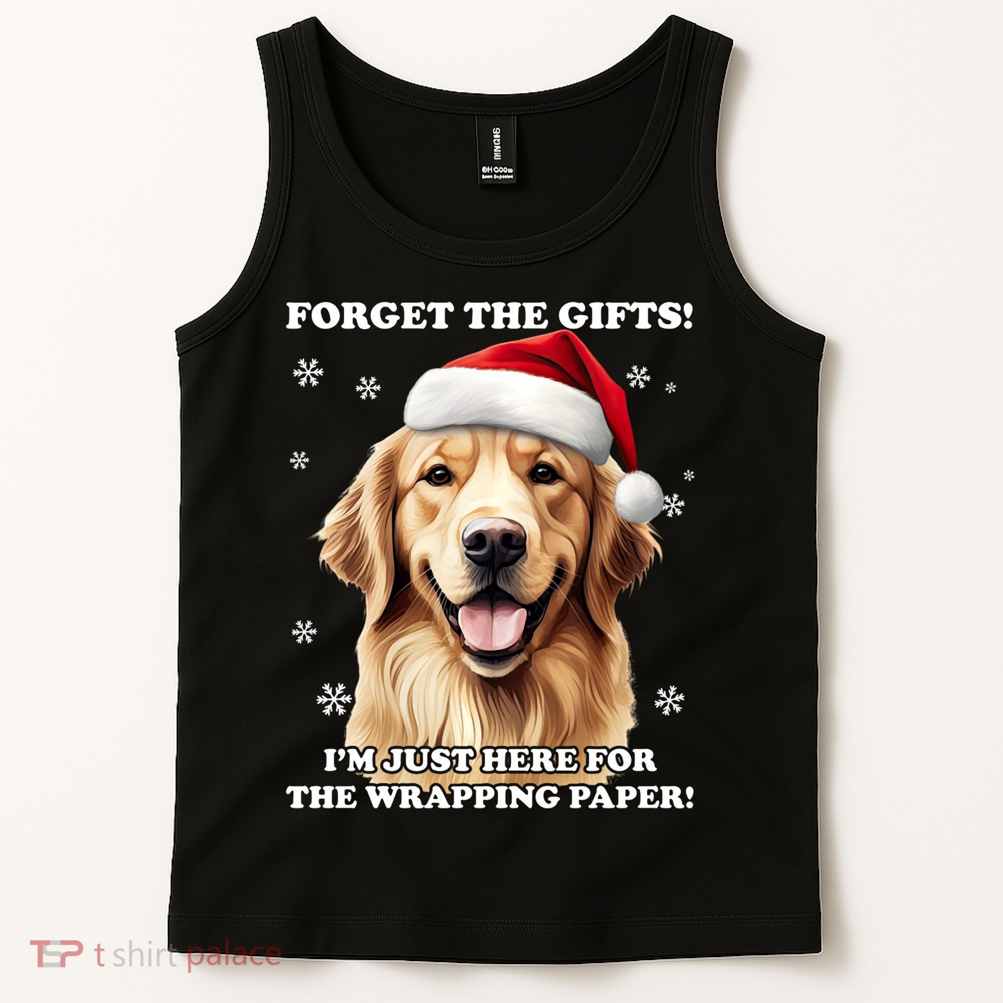 Golden Retriever With Christmas Hat For Funny Dog Christmas Tank Top