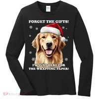 Golden Retriever With Christmas Hat For Funny Dog Christmas Women's Long Sleeve Shirt thumb 0