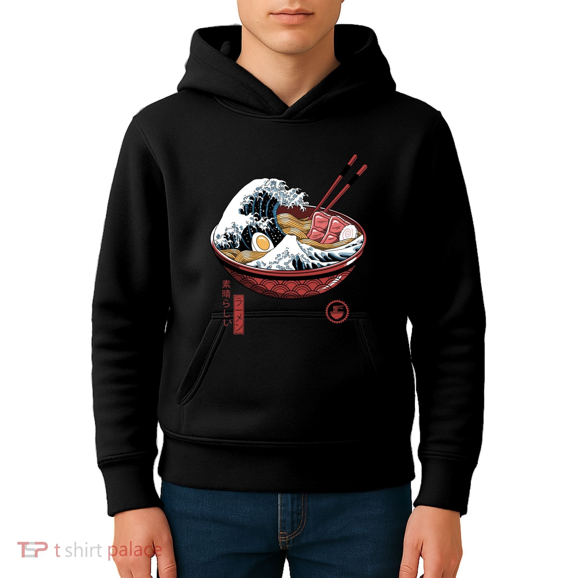 Great Ramen Wave White Kids Hoodie