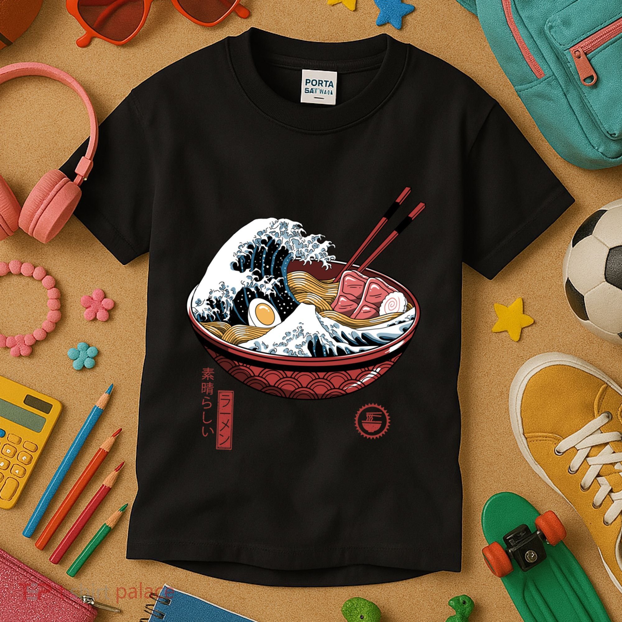 Great Ramen Wave White Kids T-Shirt