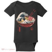 Great Ramen Wave Off Kanagawa Funny Japanese Food Baby Bodysuit thumb 0