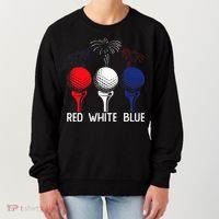 Golf Red White Blue Us Flag Patriotic 4th Of July Women's Sweatshirt thumb 0