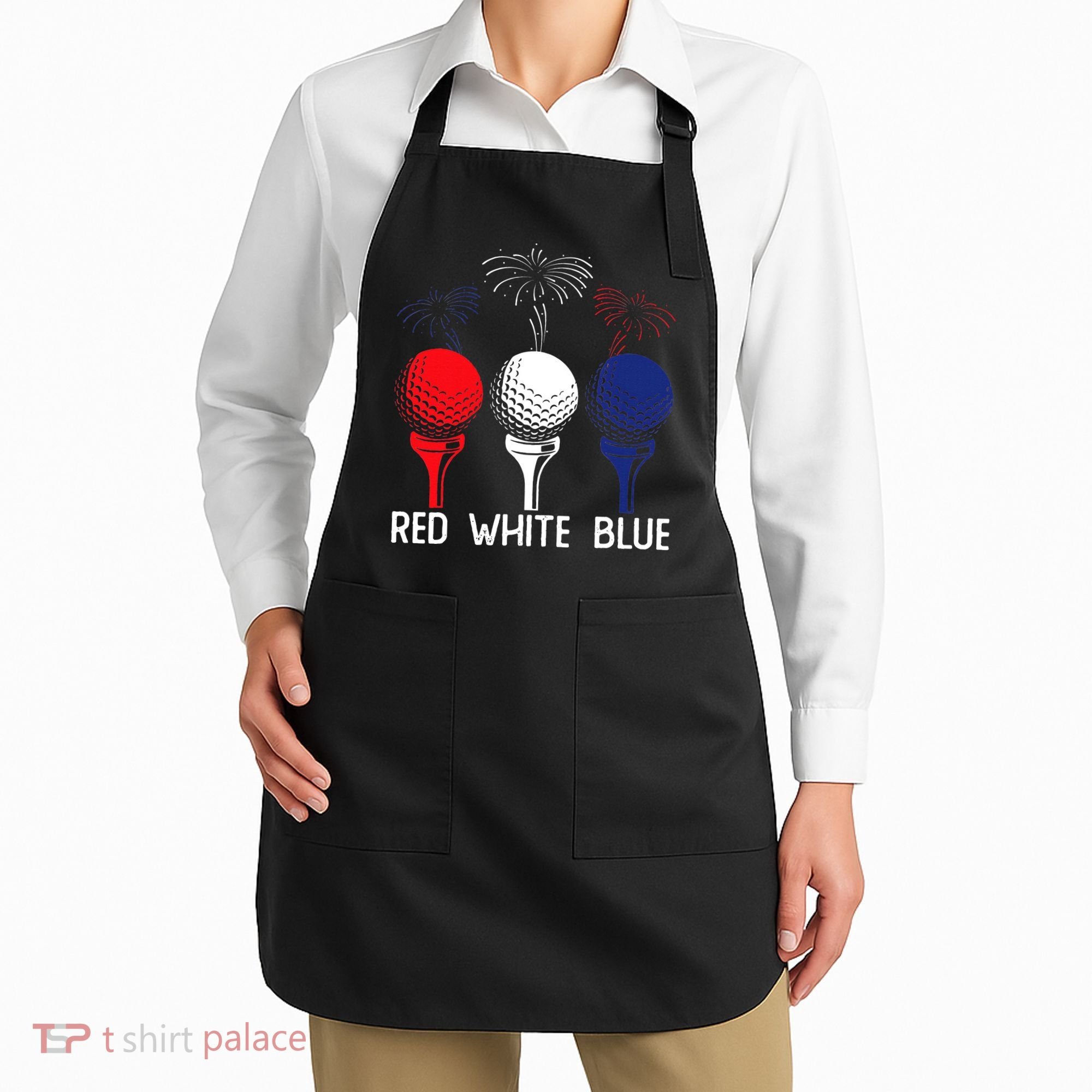 Golf Red White Blue Us Flag Patriotic 4th Of July Apron