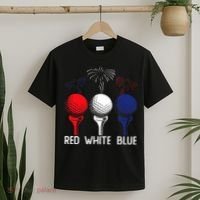 Golf Red White Blue Us Flag Patriotic 4th Of July T-Shirt thumb 2