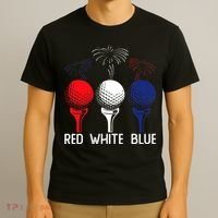 Golf Red White Blue Us Flag Patriotic 4th Of July T-Shirt thumb 3