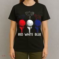 Golf Red White Blue Us Flag Patriotic 4th Of July T-Shirt thumb 4