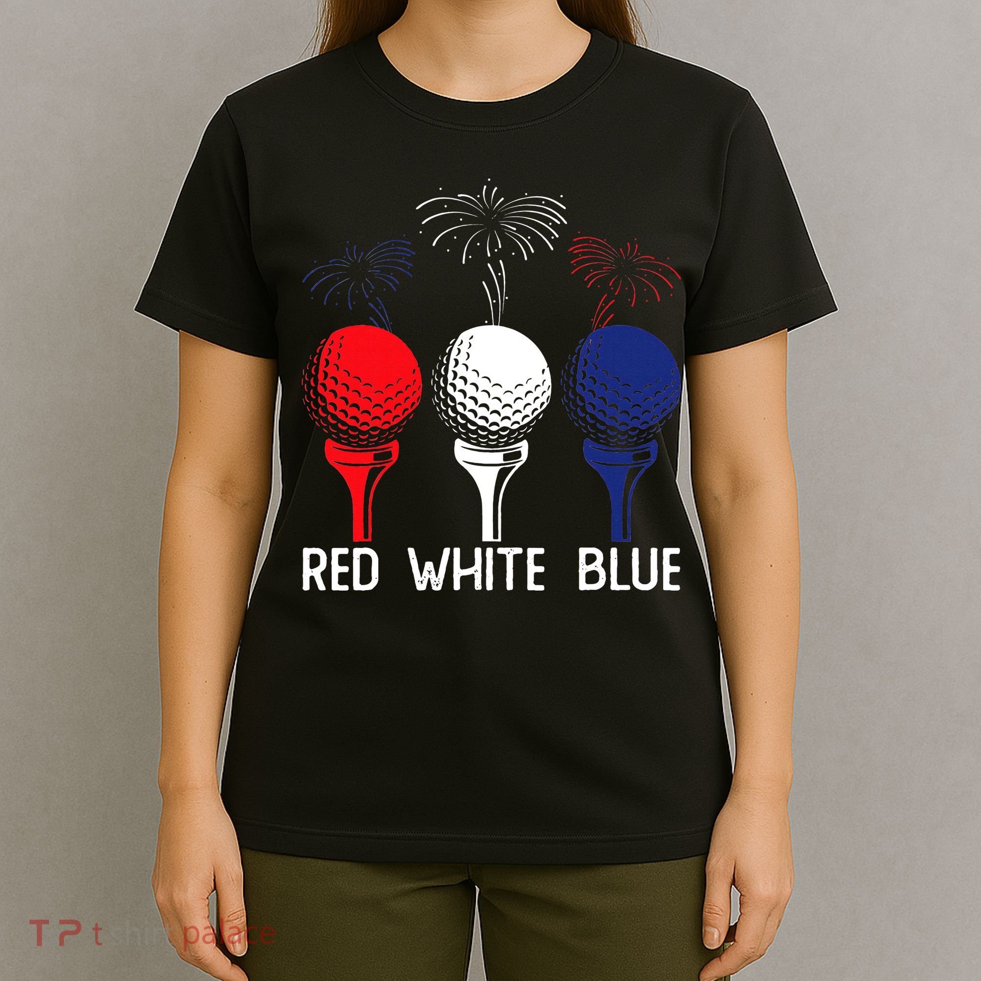Golf Red White Blue Us Flag Patriotic 4th Of July T-Shirt