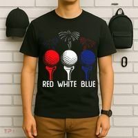 Golf Red White Blue Us Flag Patriotic 4th Of July T-Shirt thumb 6