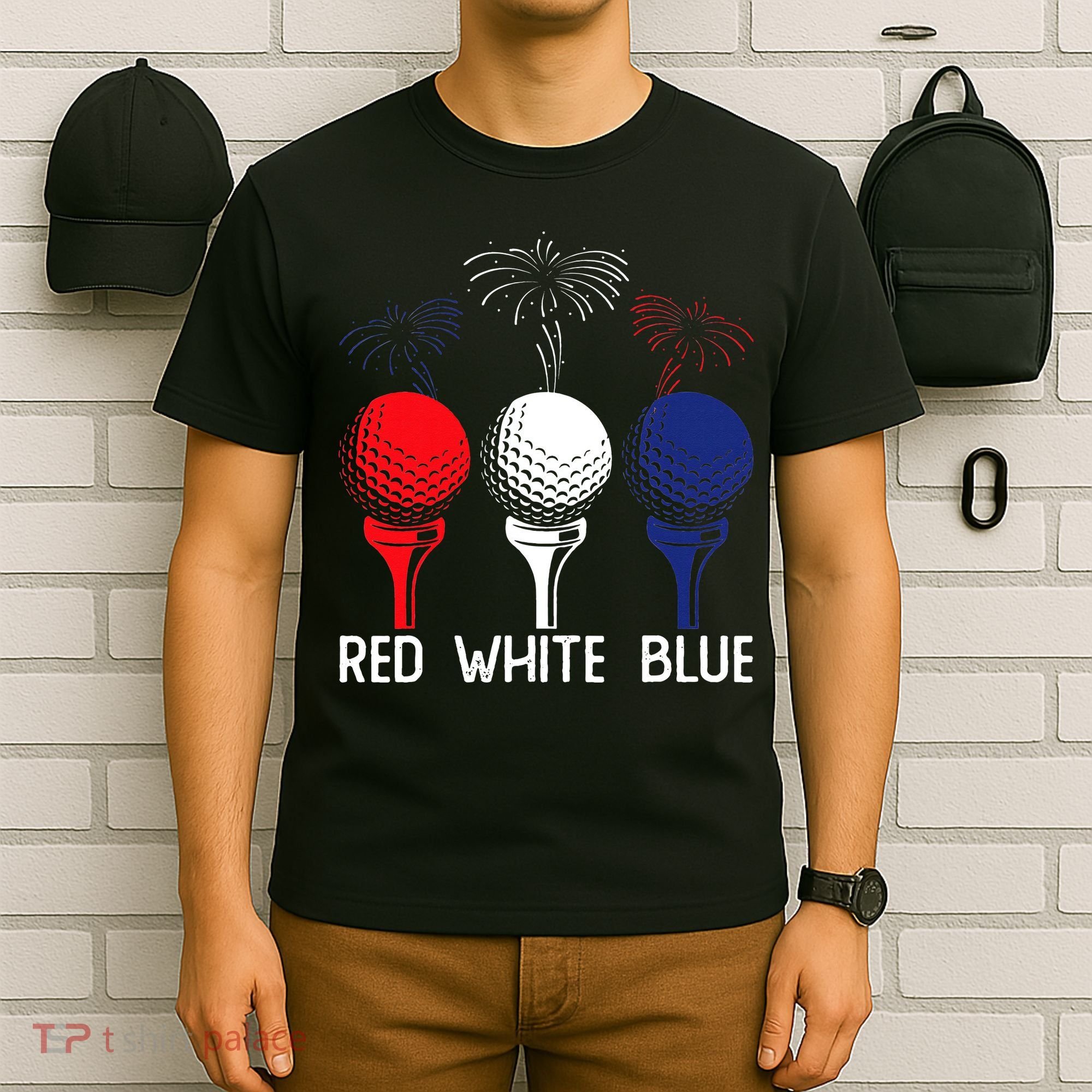 Golf Red White Blue Us Flag Patriotic 4th Of July T-Shirt