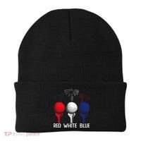 Golf Red White Blue Us Flag Patriotic 4th Of July Beanie thumb 0