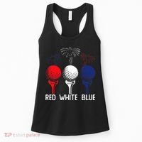 Golf Red White Blue Us Flag Patriotic 4th Of July Women's Tank Top thumb 0
