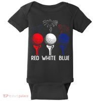 Golf Red White Blue Us Flag Patriotic 4th Of July Baby Bodysuit thumb 0