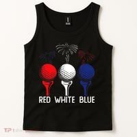 Golf Red White Blue Us Flag Patriotic 4th Of July Tank Top thumb 2