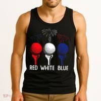 Golf Red White Blue Us Flag Patriotic 4th Of July Tank Top thumb 3