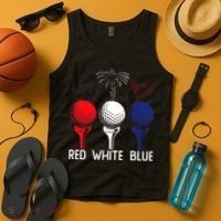 Golf Red White Blue Us Flag Patriotic 4th Of July Tank Top thumb 4
