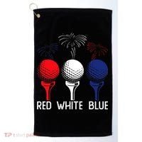 Golf Red White Blue Us Flag Patriotic 4th Of July Golf Towel thumb 0
