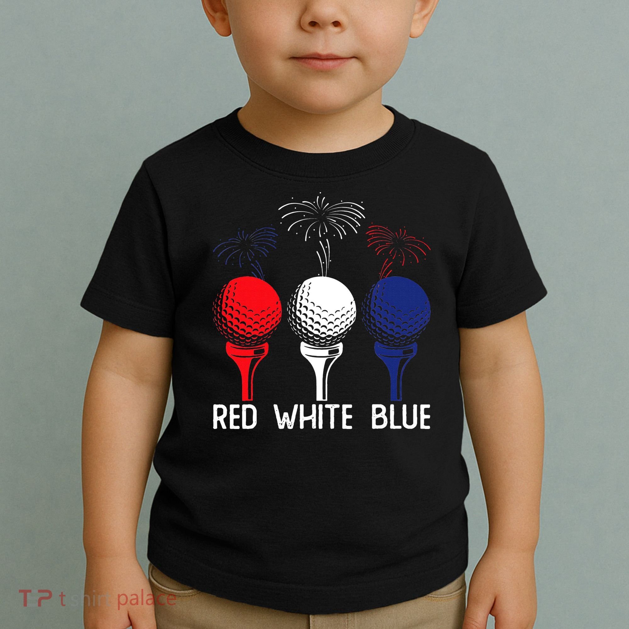 Golf Red White Blue Us Flag Patriotic 4th Of July Toddler T-Shirt