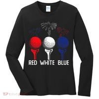 Golf Red White Blue Us Flag Patriotic 4th Of July Women's Long Sleeve Shirt thumb 0