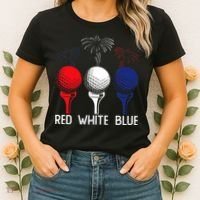 Golf Red White Blue Us Flag Patriotic 4th Of July Women's T-Shirt thumb 2