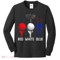 Golf Red White Blue Us Flag Patriotic 4th Of July Kids Long Sleeve Shirt thumb 0